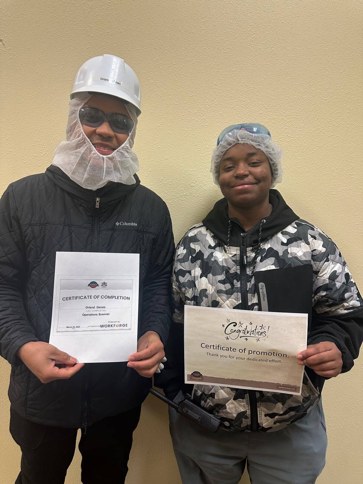 Certificate of completion and promotion